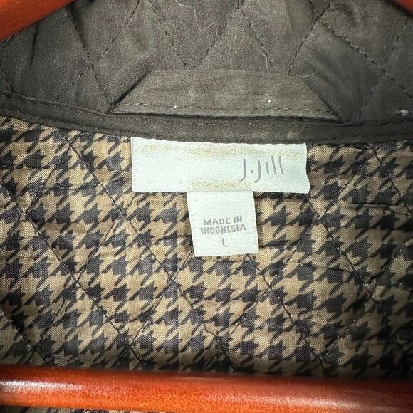 J. Jill Womens Large Quilted Coat Jacket Zip Button Brown Long Winter Warm - Picture 3 of 5